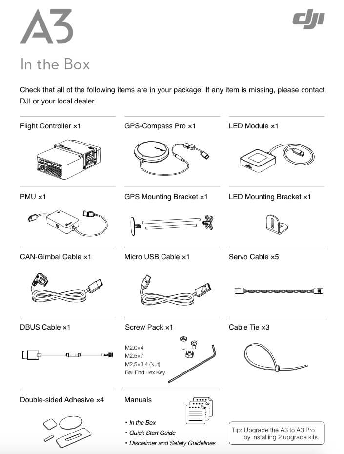 DJI A3 contenuto