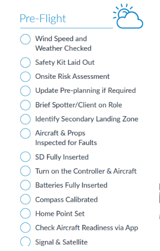 DJI Droni checklist pre volo