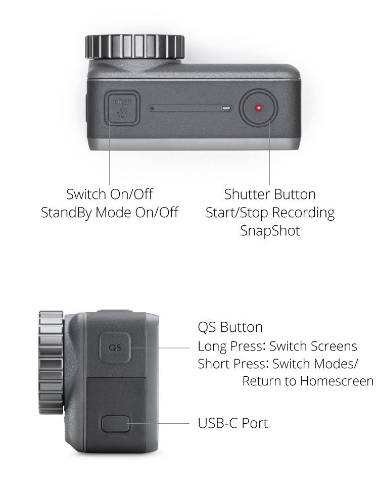 dji osmo action pulsanti